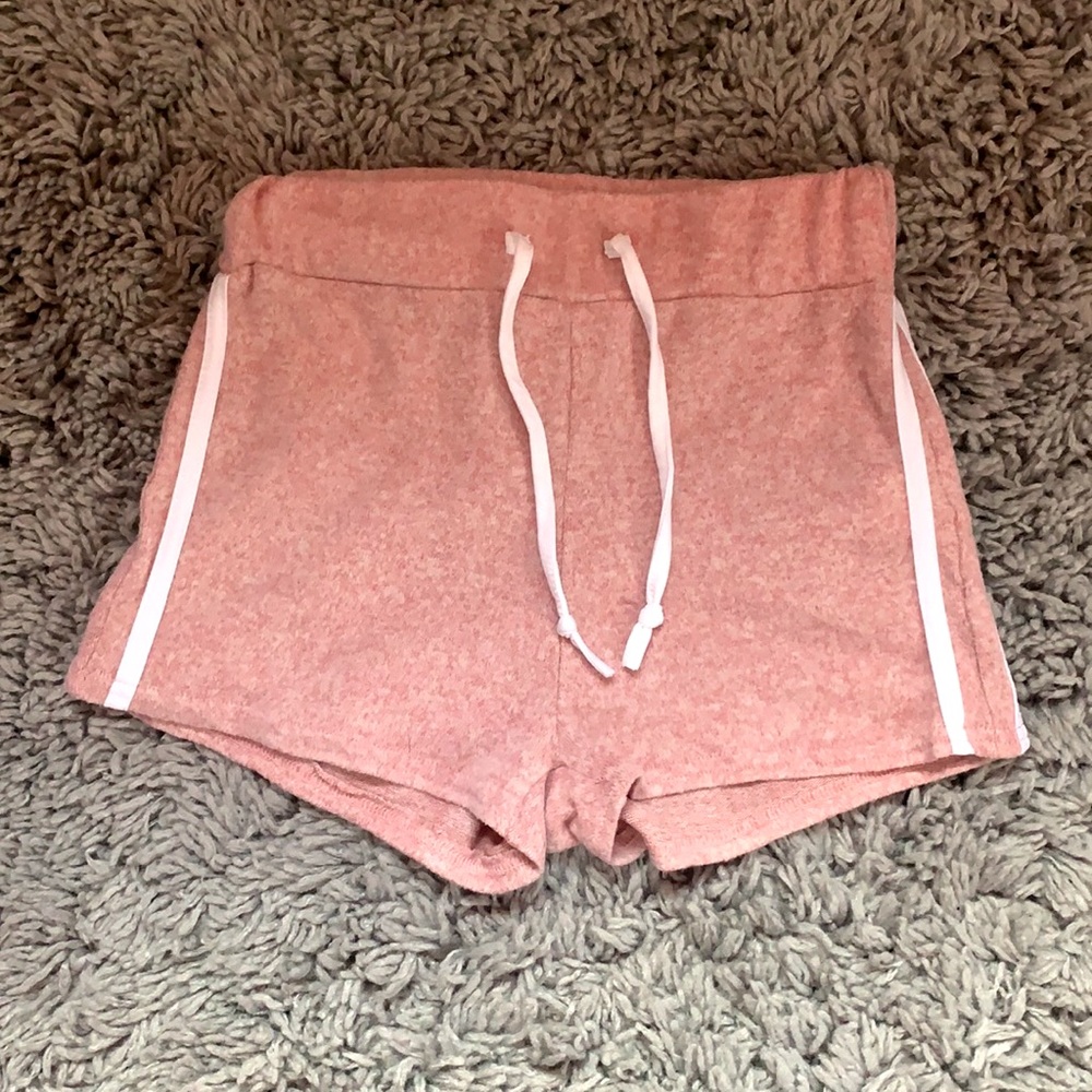 Velvet material, pink pajama shorts. Size: Kids 10